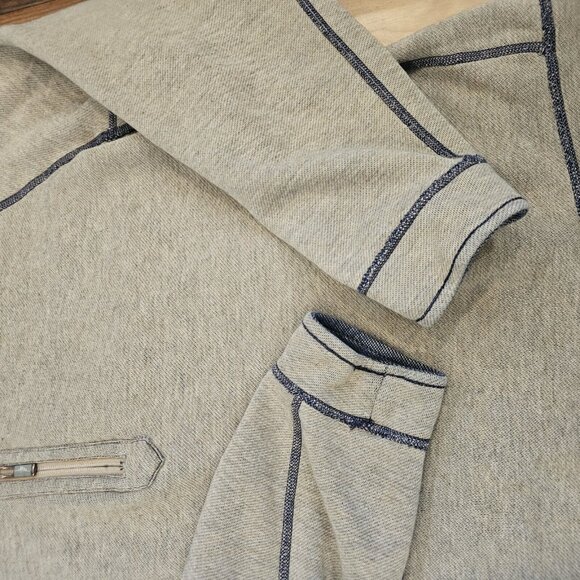 Tommy Bahama Pullover Sweatshirt Large  Reversible Beige Blue 1/4 Zip Boxy Fit - Picture 8 of 12